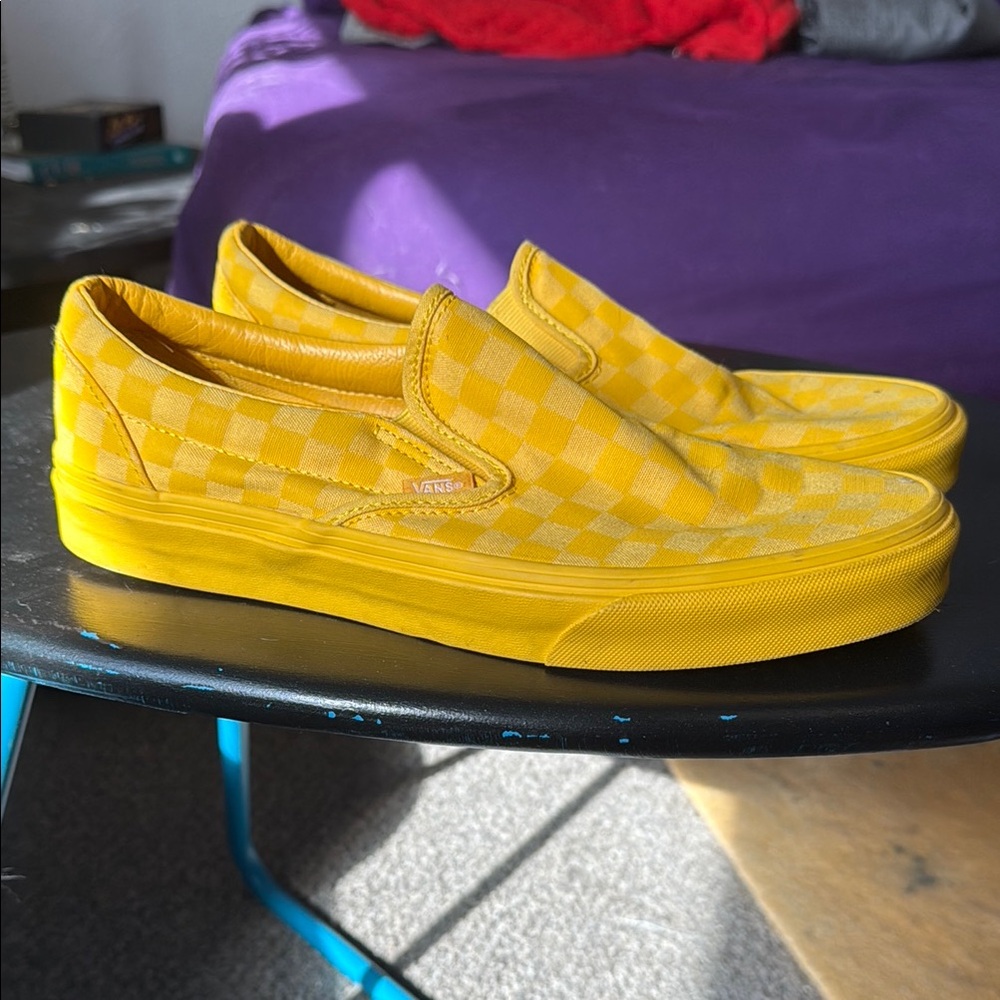 Vans Yellow Slip-On Sneakers Canvas Skate Style